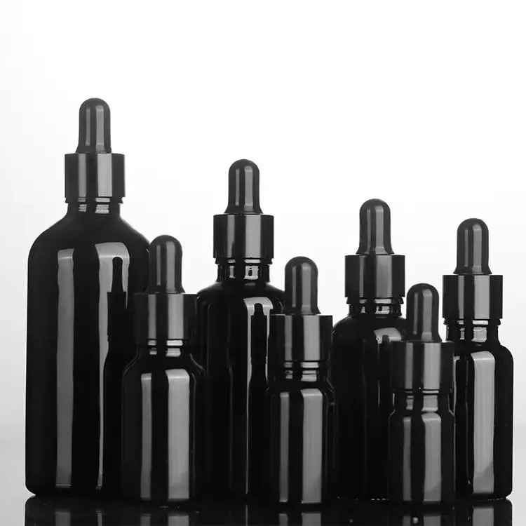 Wholesale Custom Black Dropper Glass Bottles 5ml to 100ml