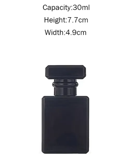 Frasco de perfume para hombre, cuadrado, brillante y negro, de vidrio