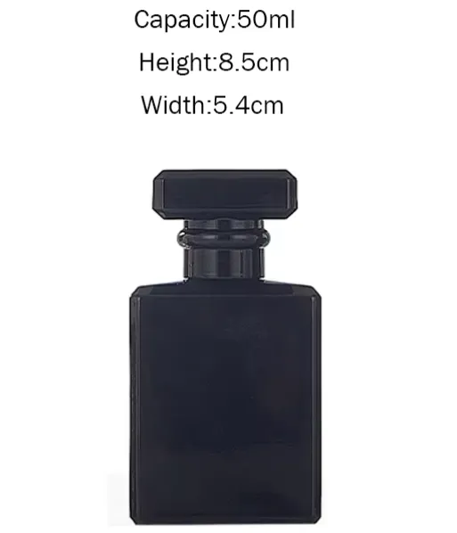 Frasco de perfume para hombre, cuadrado, brillante y negro, de vidrio