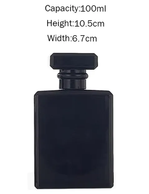 Frasco de perfume para hombre, cuadrado, brillante y negro, de vidrio