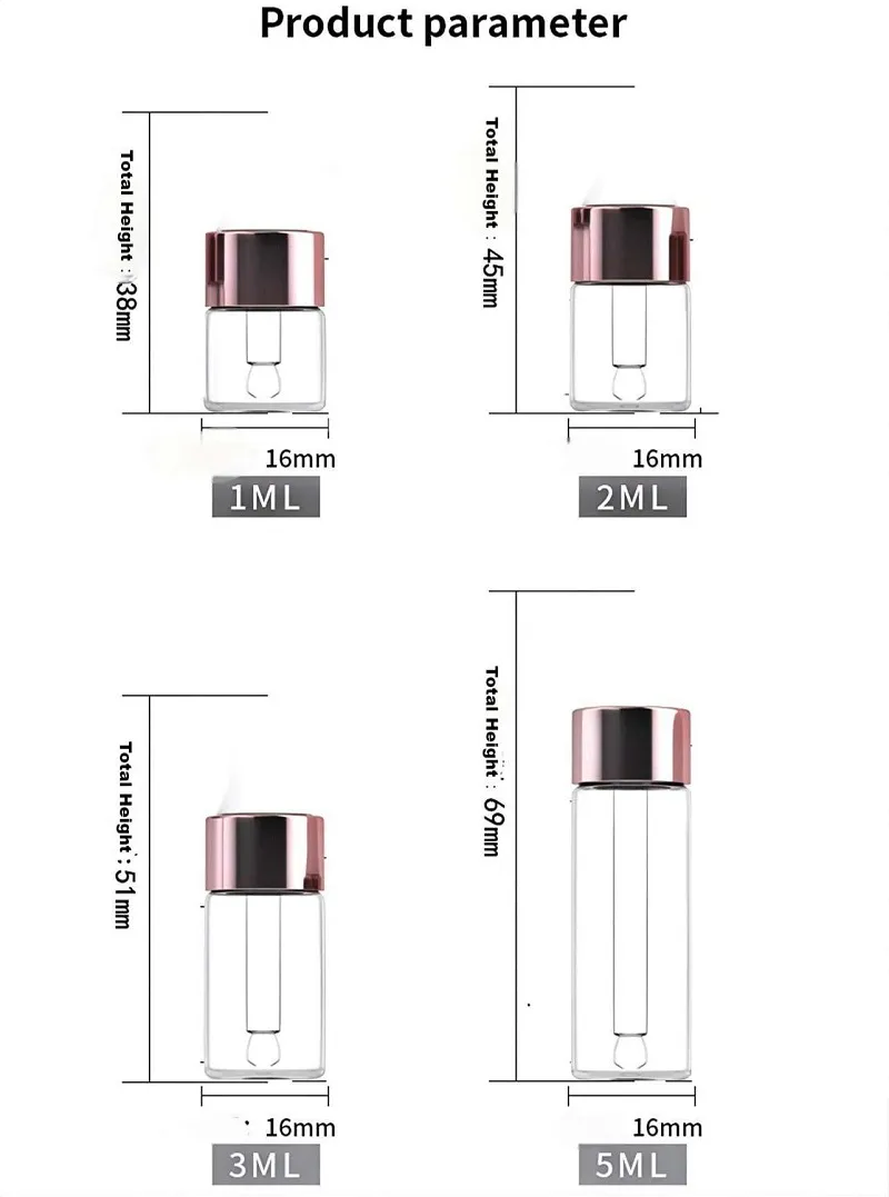 Mini frascos cuentagotas de vidrio con recubrimiento UV de 2 ml