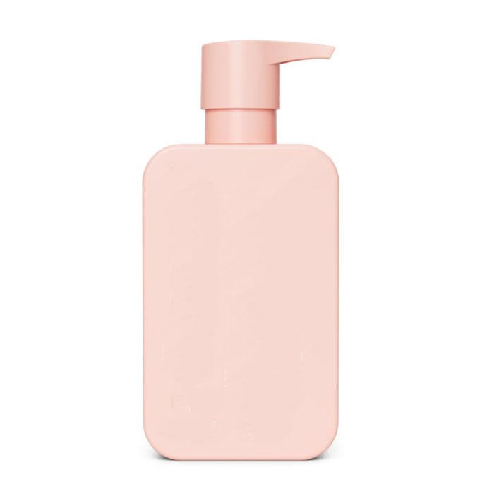 Custom Pink Flat Square HDPE Plastic Shampoo Bottle Hair Conditioner Bottle with Pump 250ml 350ml 500ml