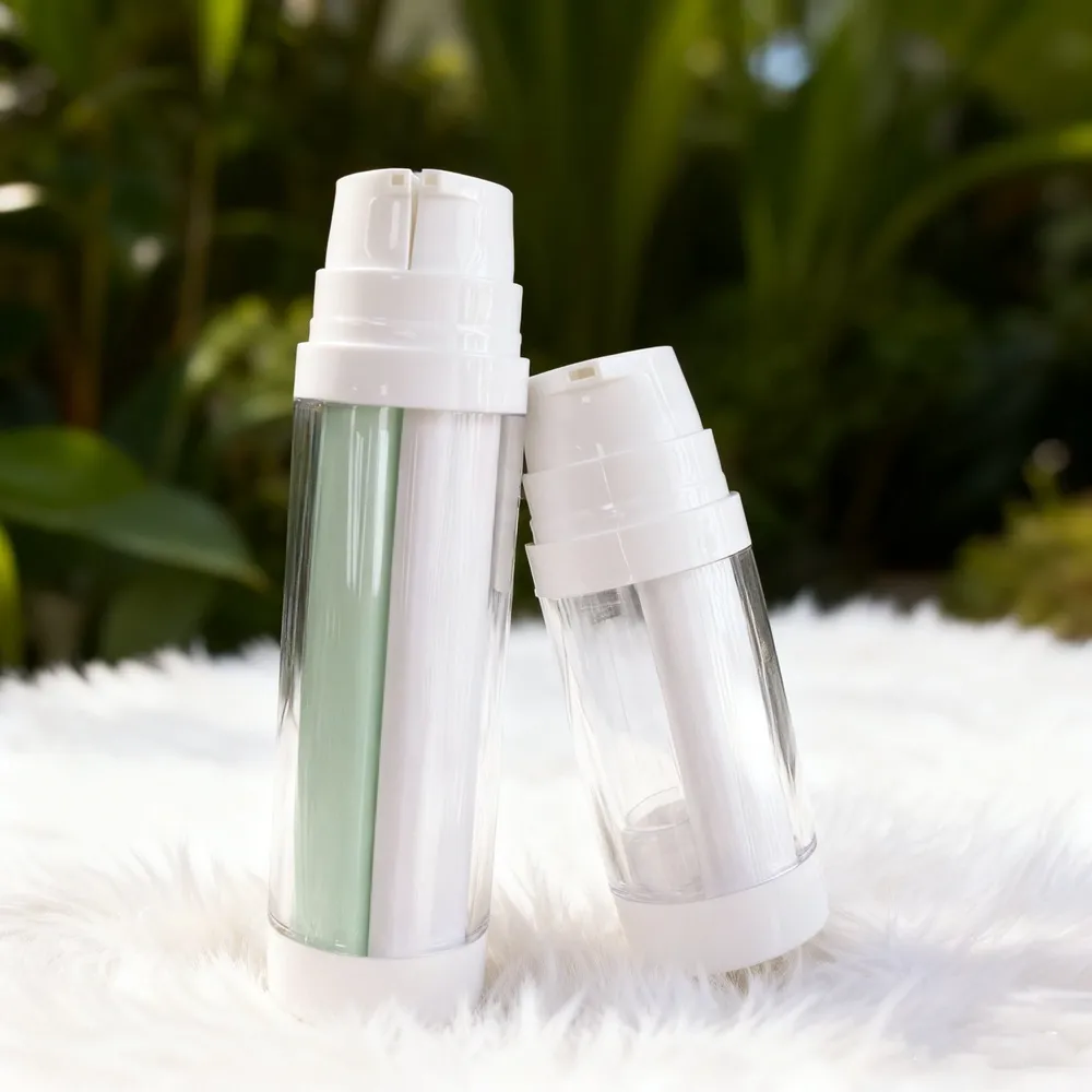 Frasco con dosificador sin aire para loción transparente