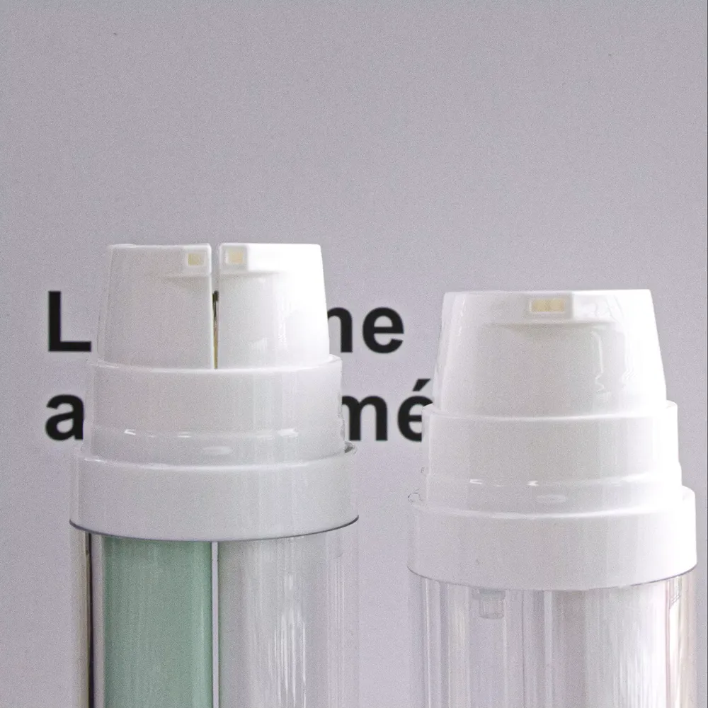 Frasco con dosificador sin aire para loción transparente 