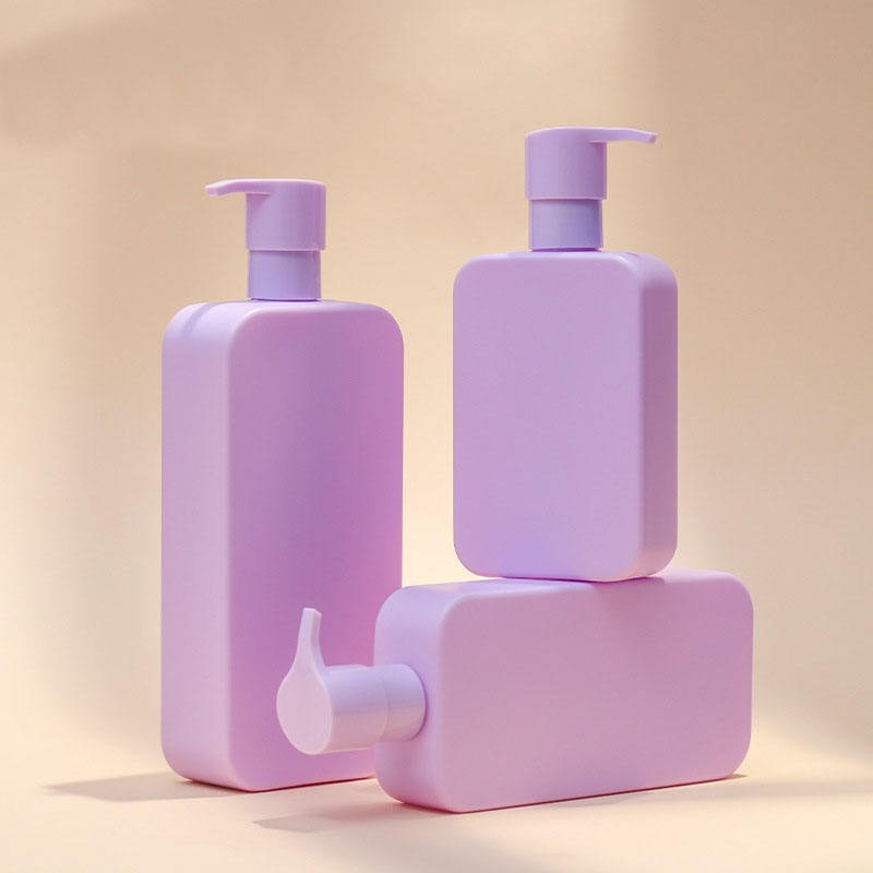 H20ec60fc0aa04bceaca40a0007149122F Custom Pink Flat Square HDPE Plastic Shampoo Bottle Hair Conditioner Bottle with Pump 250ml 350ml 500ml