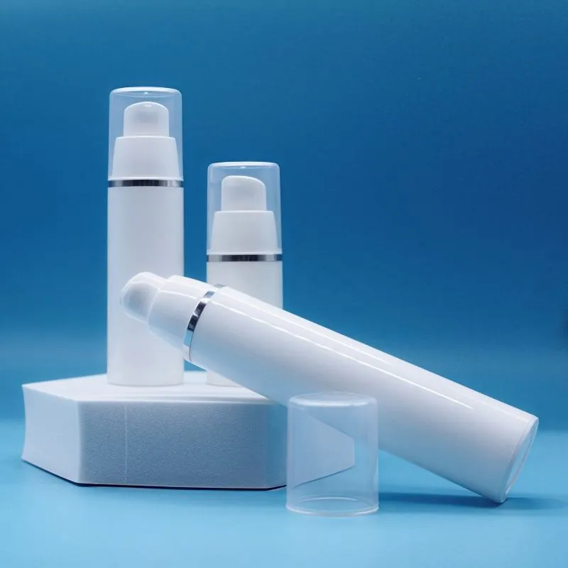 H4310415bd6e54f27a7a8739e007b 15ml 30ml 50ml White Round Plastic PP Empty Lotion Airless Pump Bottle
