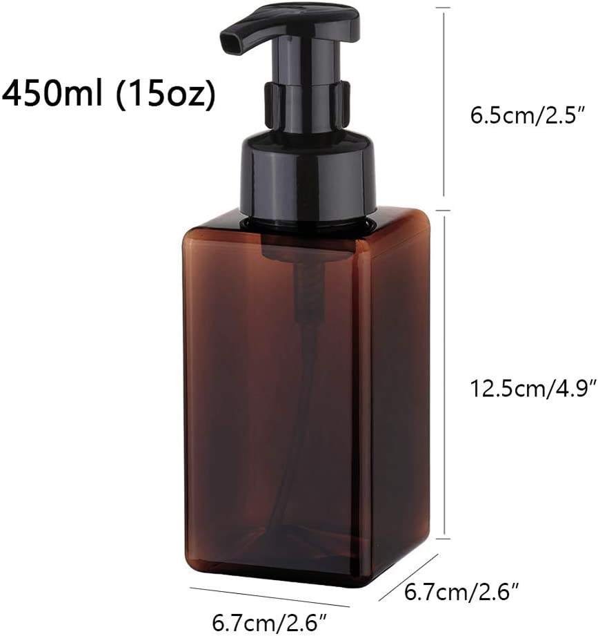 Square Amber Refillable Plastic Foam Pump Bottle