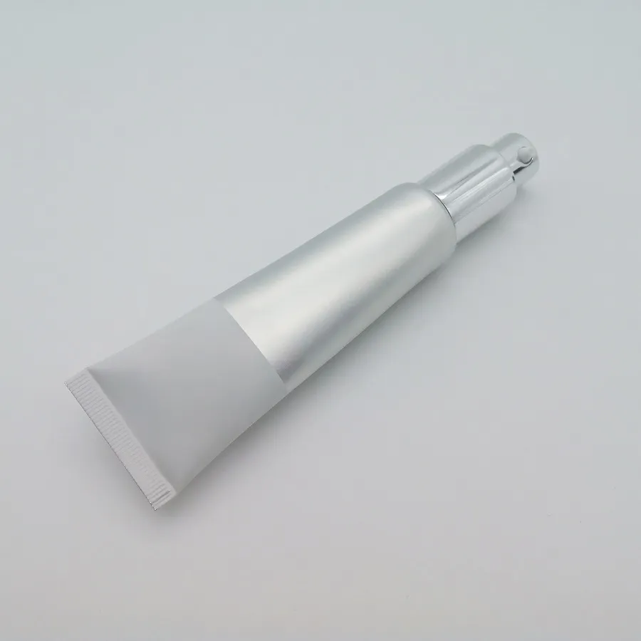 H7e467e0539ce4de683b606d0d475eb4fu White Plastic Skincare Clearing Gel Hose Tube for Serum