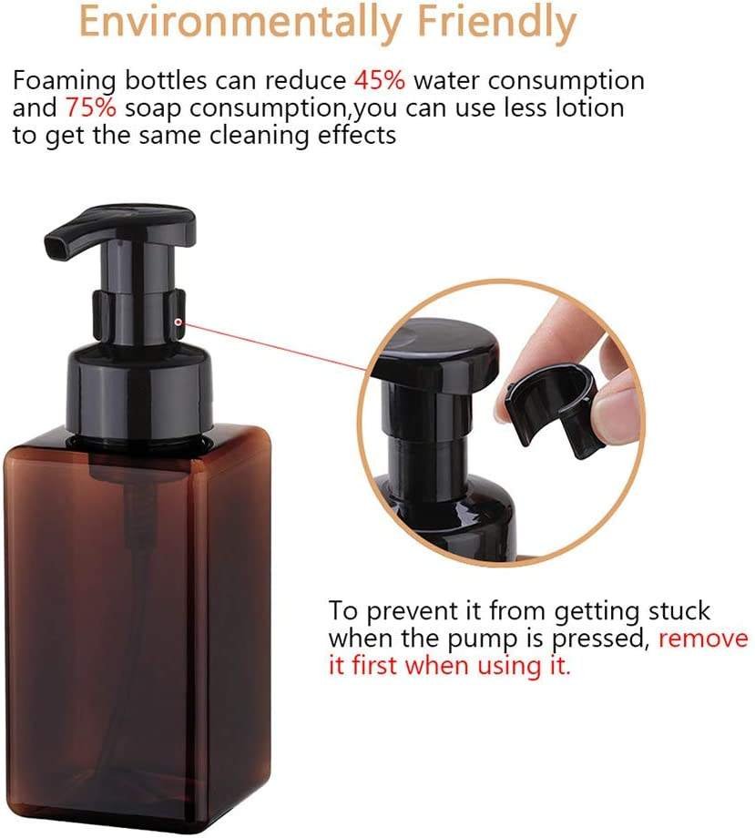 Square Amber Refillable Plastic Foam Pump Bottle