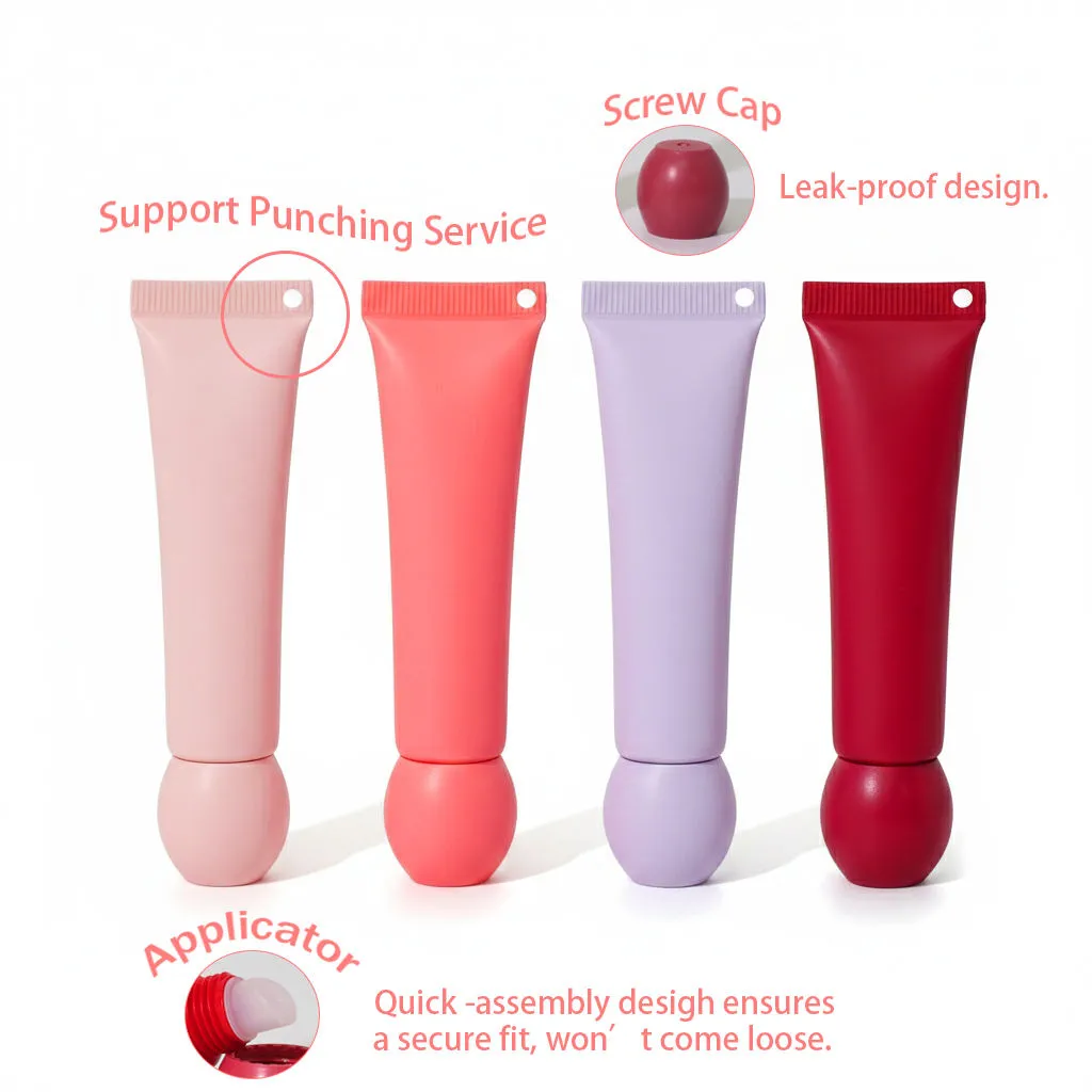 Высококачественный косметический пластиковый сжимать блеск для губ трубки бальзам для губ с сферической крышкой винт