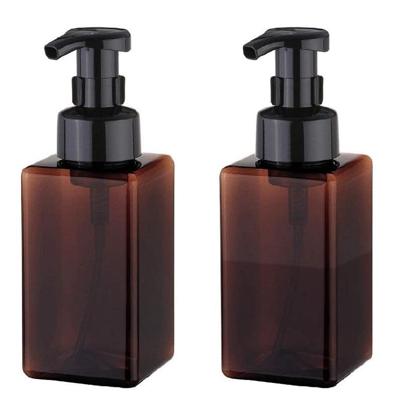 Square Amber Refillable Plastic Foam Pump Bottle