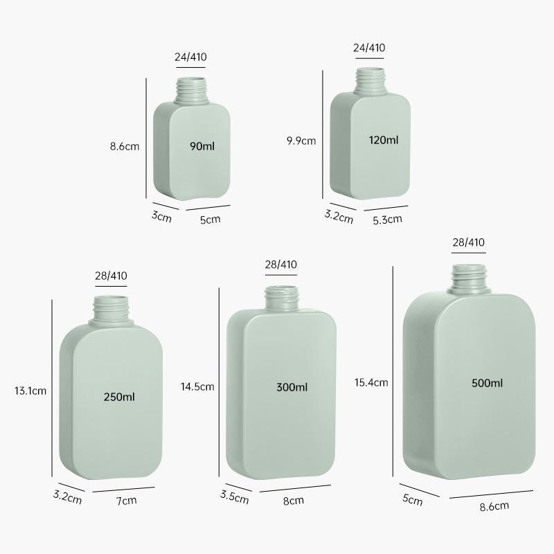 Custom Pink Flat Square HDPE Plastic Shampoo Bottle Hair Conditioner Bottle with Pump 250ml 350ml 500ml