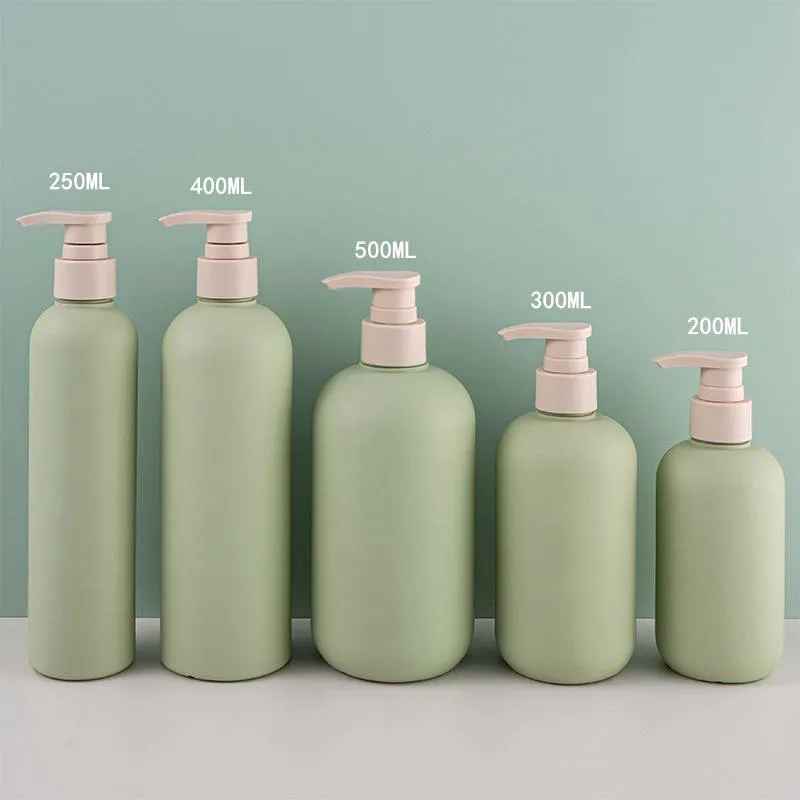 Custom logo Green Plastic HDPE Lotion Bottles for Shampoo Body Wash 200/300/500ml