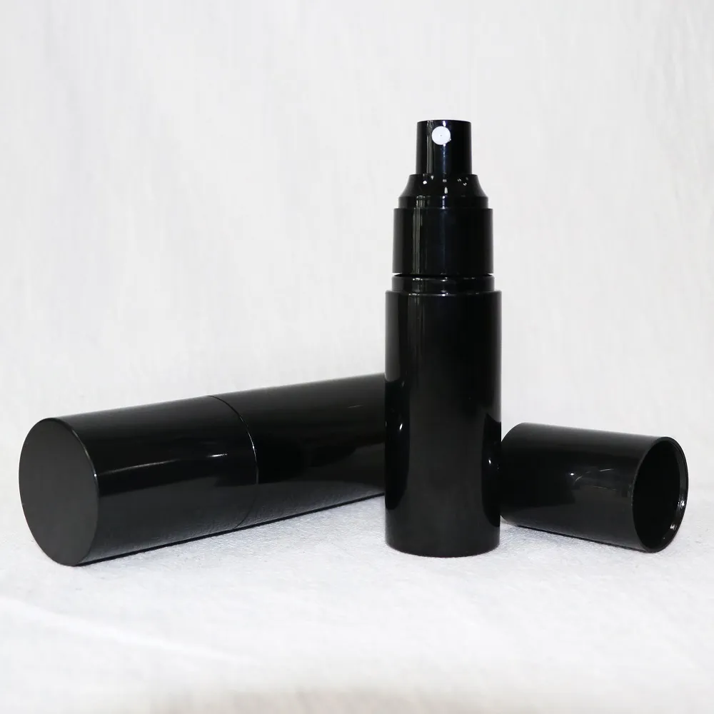 H082b698dc1074564aa83e4081e6022d84 Luxury PET Black Cosmetic Spray Bottles with Lid 50ml 100ml 120ml
