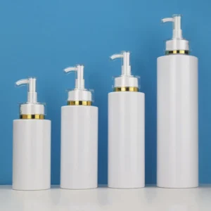 Frasco vacío de lujo para loción corporal para mascotas, redondo y blanco, con dosificador a presión, 200 ml, 300 ml, 500 ml