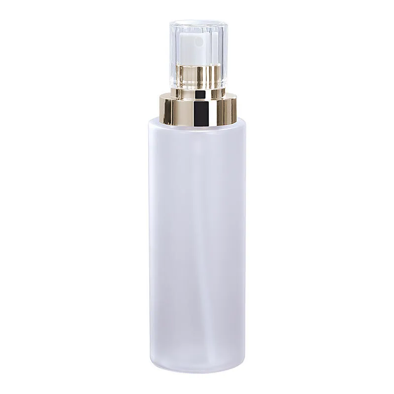 H6b70840f81284bf0b5f9f29e5cbcfbadog Frosted PET Plastic Spray Bottle with Gold-Plated Cap 150ml