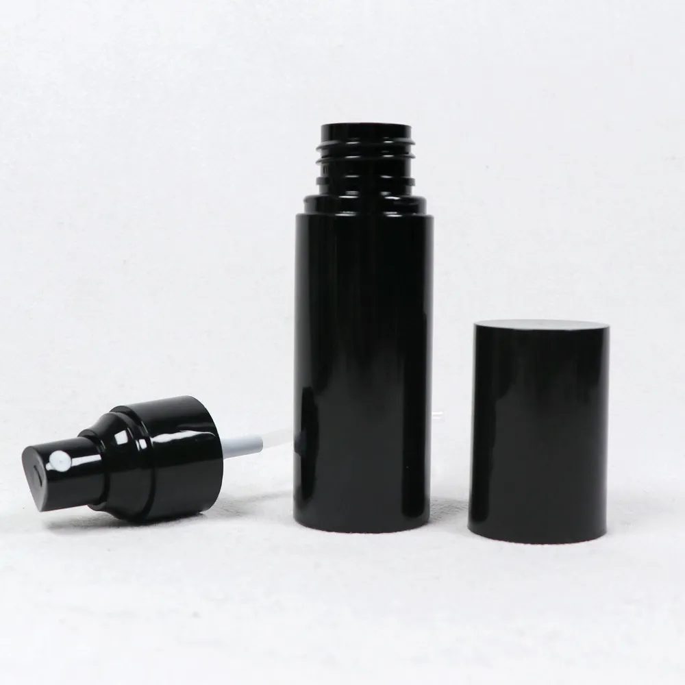 Luxury PET Black Cosmetic Spray Bottles with Lid 50ml 100ml 120ml