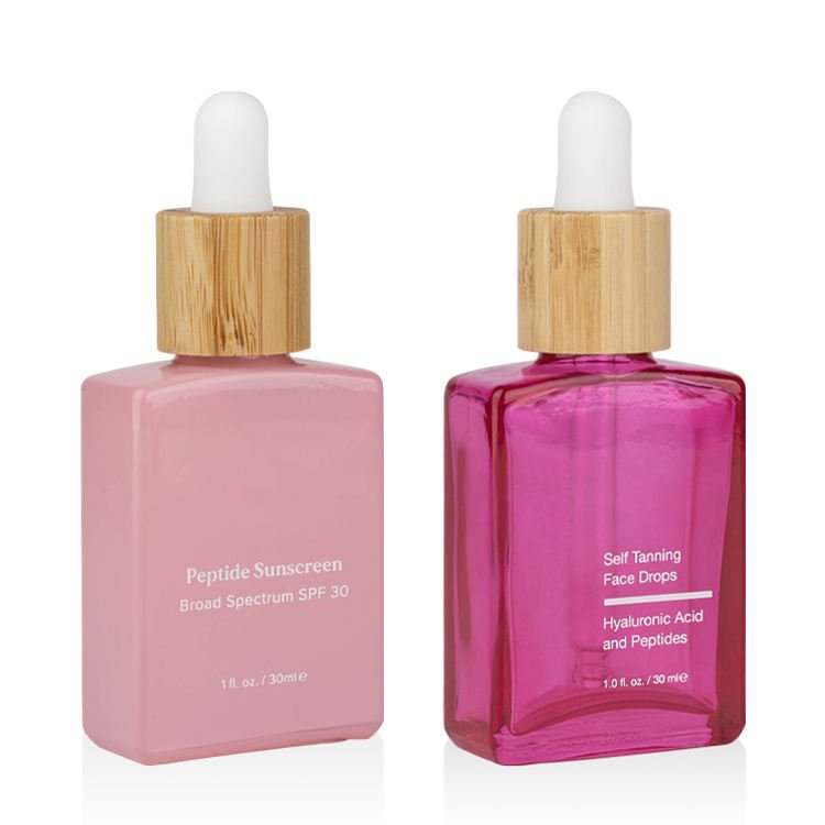 Eco Friendly pink Container square Essential Oil Dropper Bottle 30ml 1oz