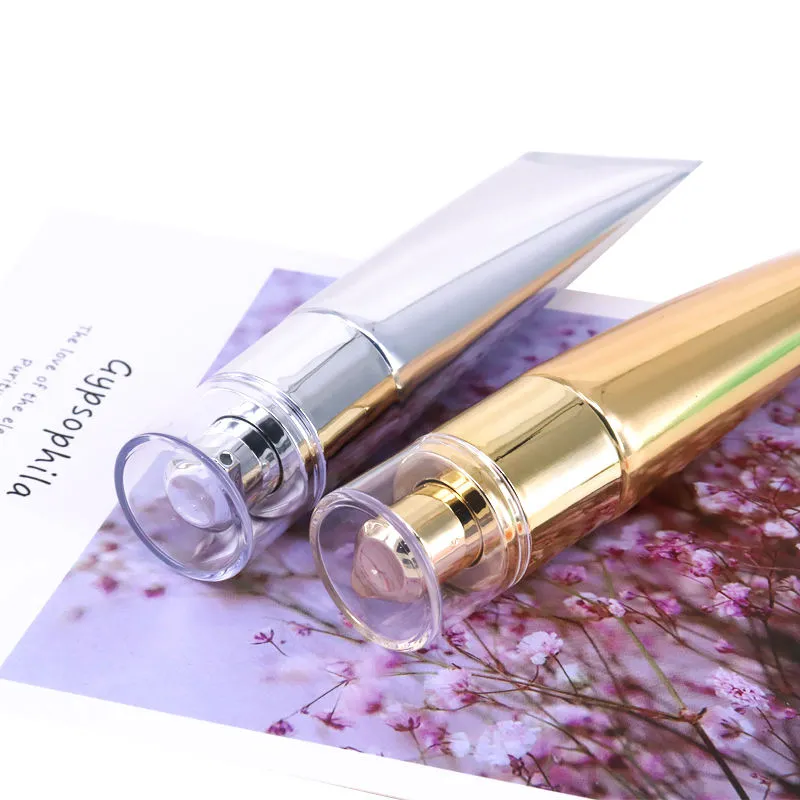 H0f8214d20d994acfb8a30a6291808ca4H Boyu Packaging Custom Luxus Gesichtsreiniger Gold & Silber Kosmetik Soft Tubes (80ml-100ml)