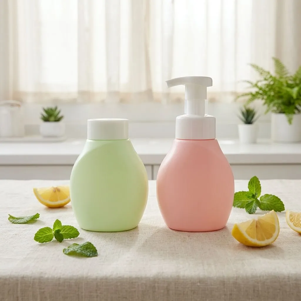 Venta al por mayor de botellas de plástico con bomba de espuma para jabón de manos de 300 ml, en colores personalizados