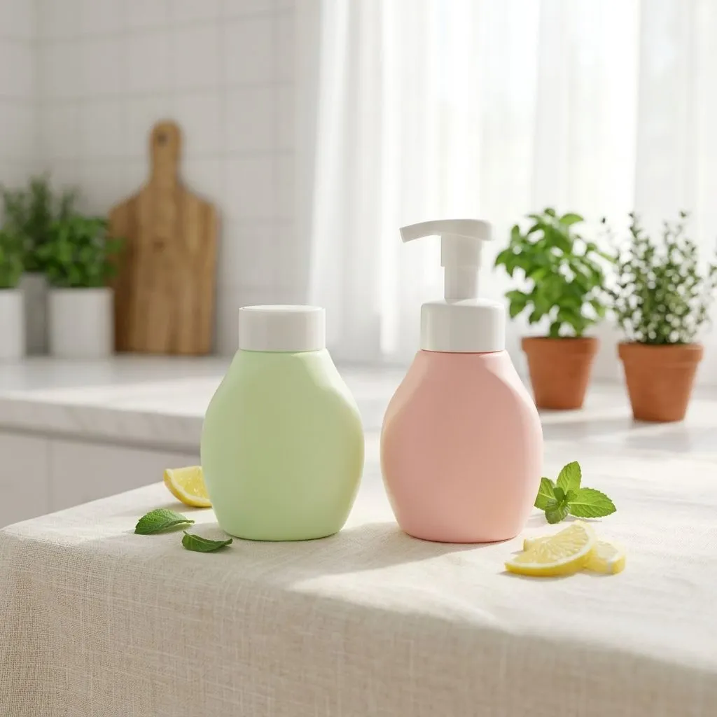 Venta al por mayor de botellas de plástico con bomba de espuma para jabón de manos de 300 ml, en colores personalizados