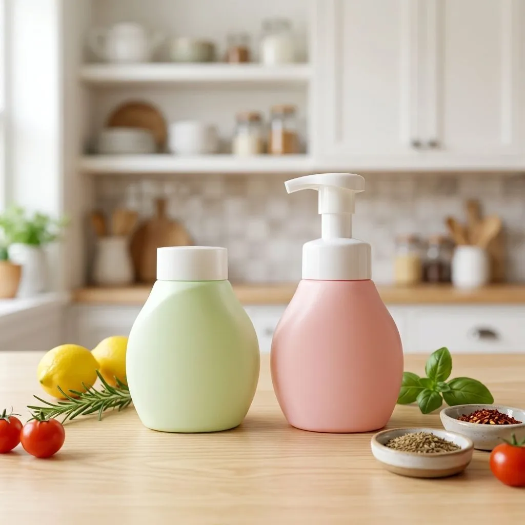 Venta al por mayor de botellas de plástico con bomba de espuma para jabón de manos de 300 ml, en colores personalizados