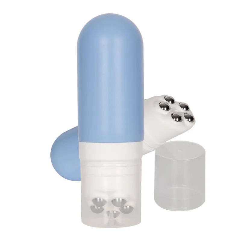 Botella de plástico de polietileno con rodillo para masaje corporal y facial, 150 ml