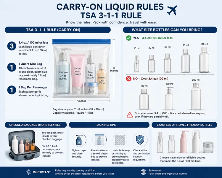 ¿Cuántas botellas de 3 oz puedes llevar en un avión?