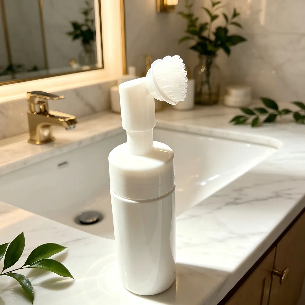 Botella recargable de 100 ml con dosificador de espuma limpiadora para el rostro, de PET blanco con cuello de 42