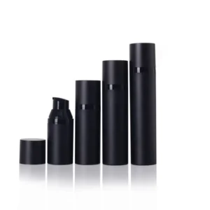 Customized Black Round Shape Airless Pump Lotion Bottle 50ml 30ml 75ml 100ml
