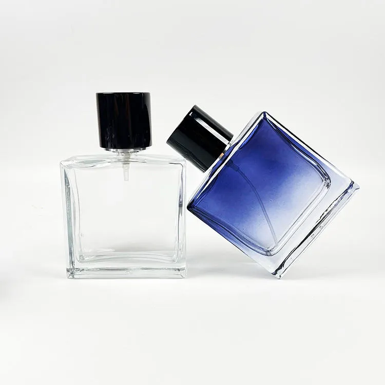Frasco de perfume de lujo personalizado, de vidrio, cuadrado y sin contenido, de 50 ml