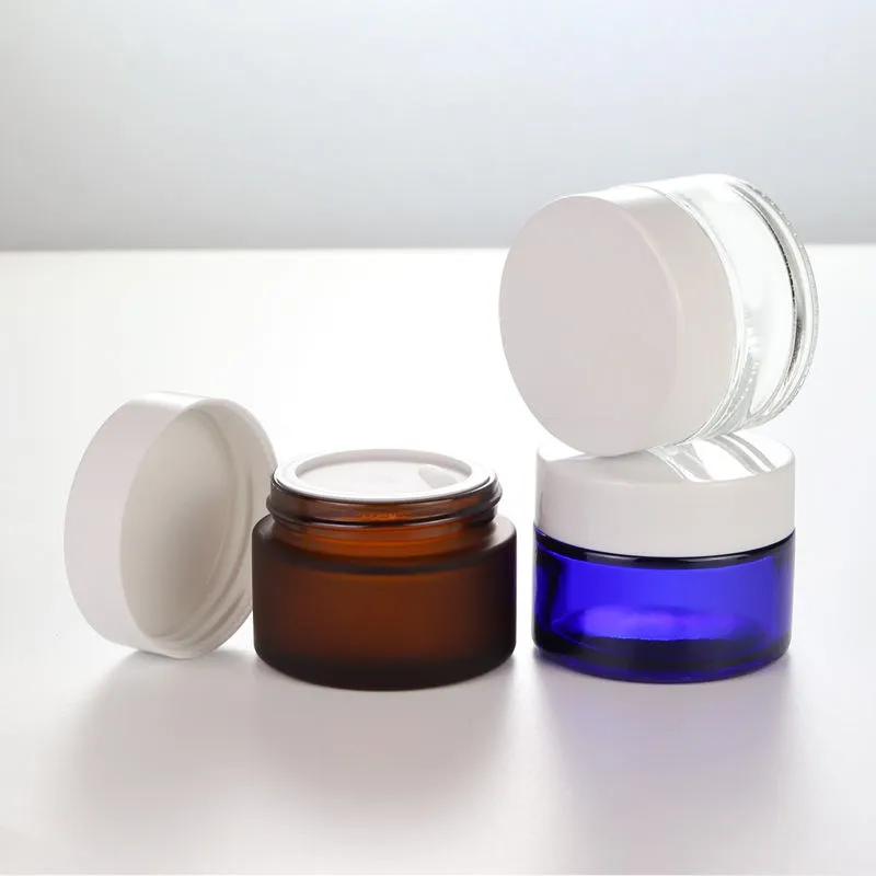 Luxury Round Empty Glass Skincare Cream Jar 5ml-100ml