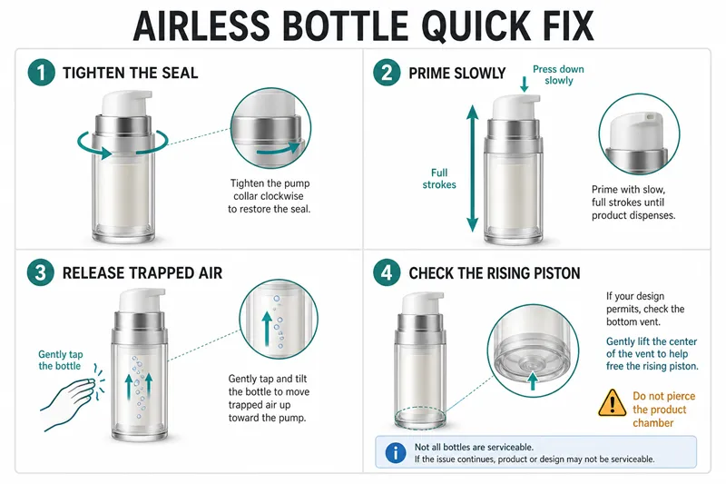 Votre flacon à pompe sans air ne fonctionne pas ?