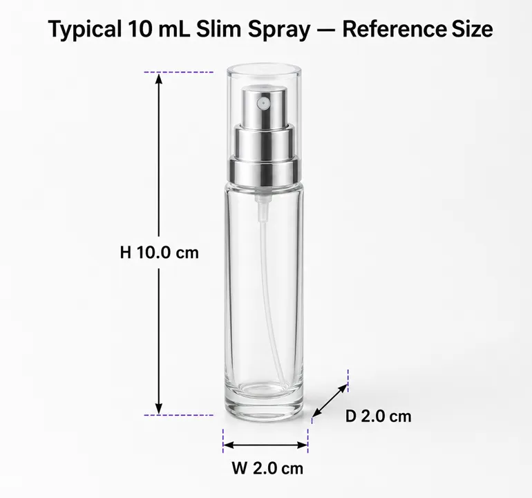 Tamaño en cm de un frasco de perfume de 10 ml