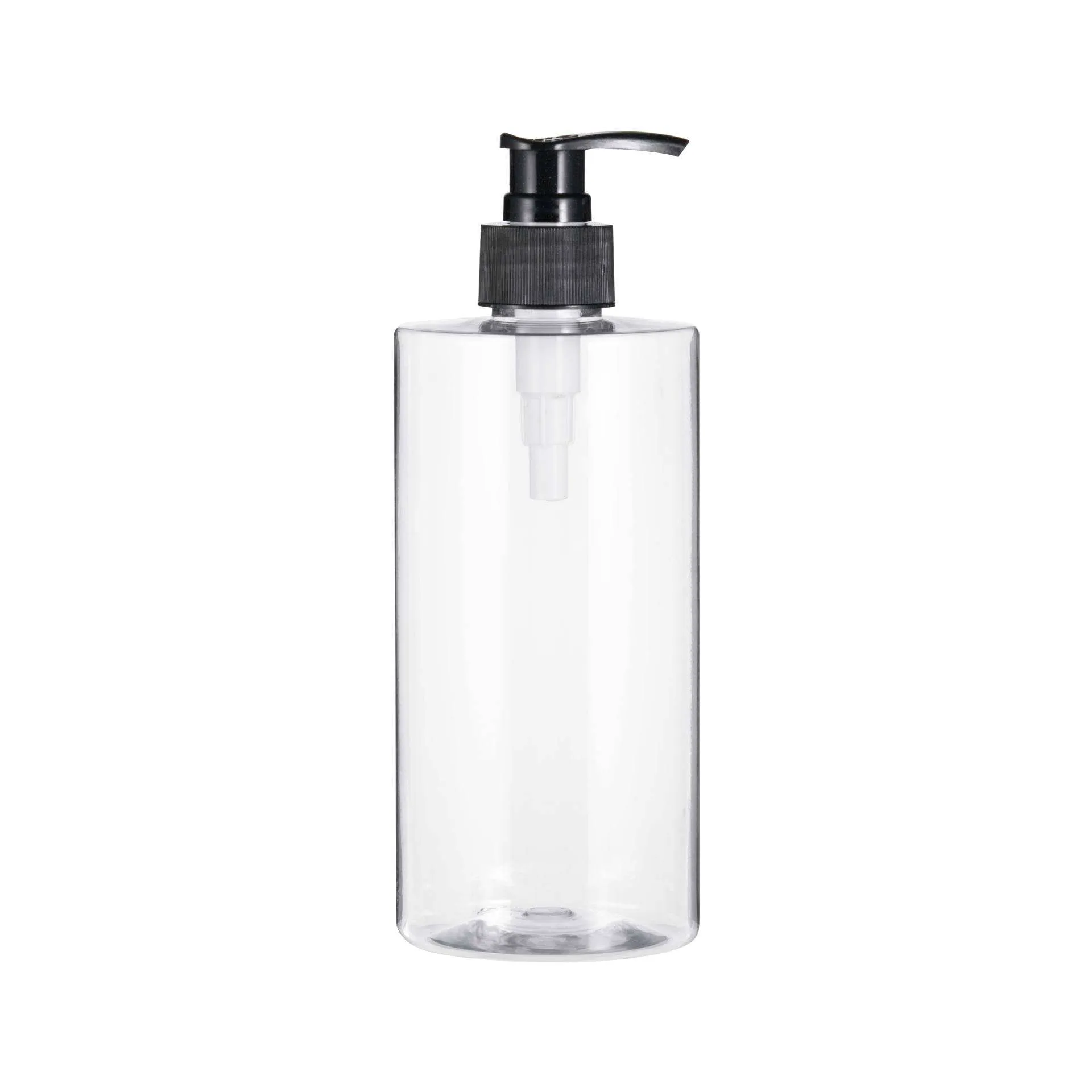 Botella de PET vacía personalizada de 500 ml para champú, con bomba y diseño de hombro plano, para loción para el cuidado del cabello