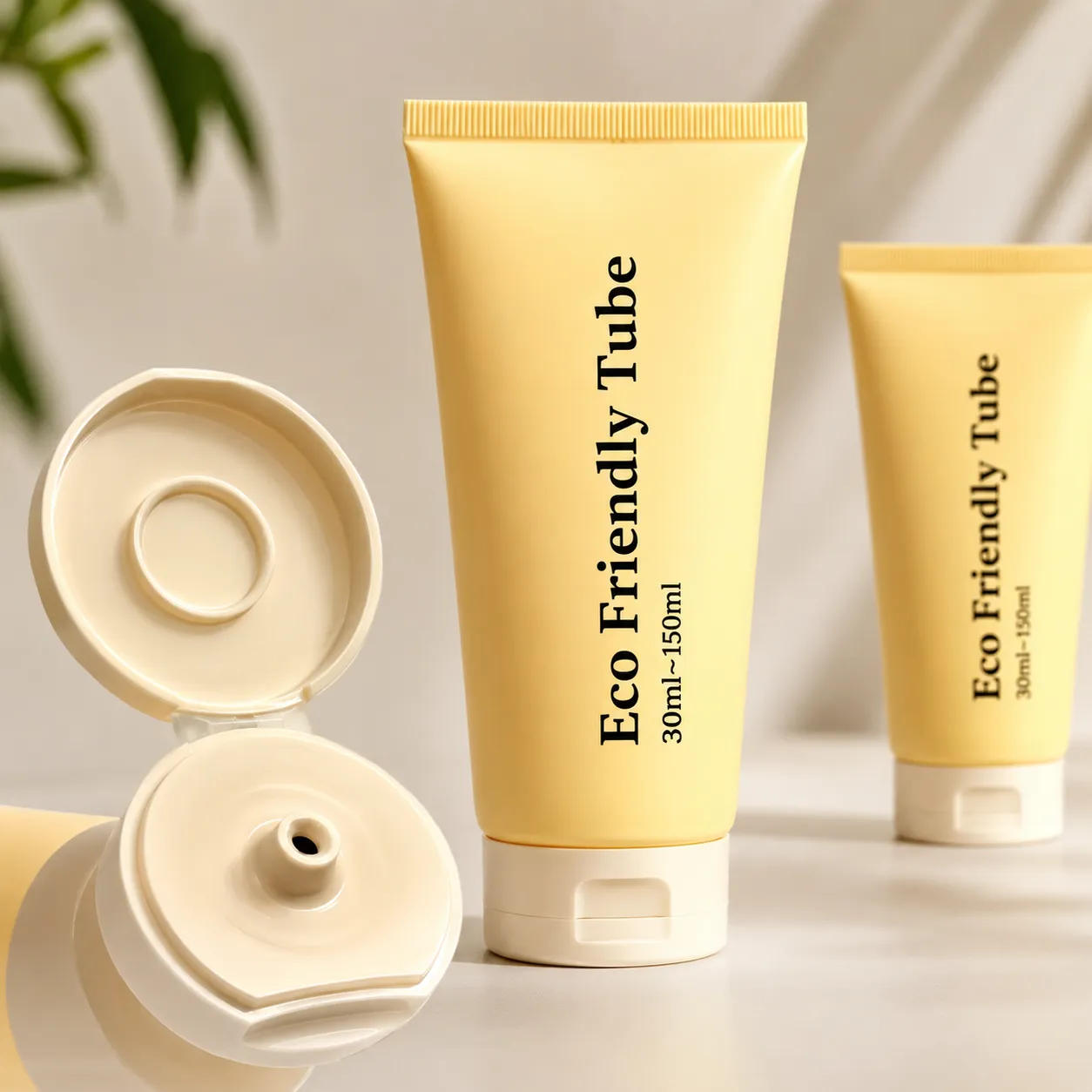 Custom Eco Friendly PCR PE Empty Cosmetic Tube with Slim Flip-top Cap 50/100ml