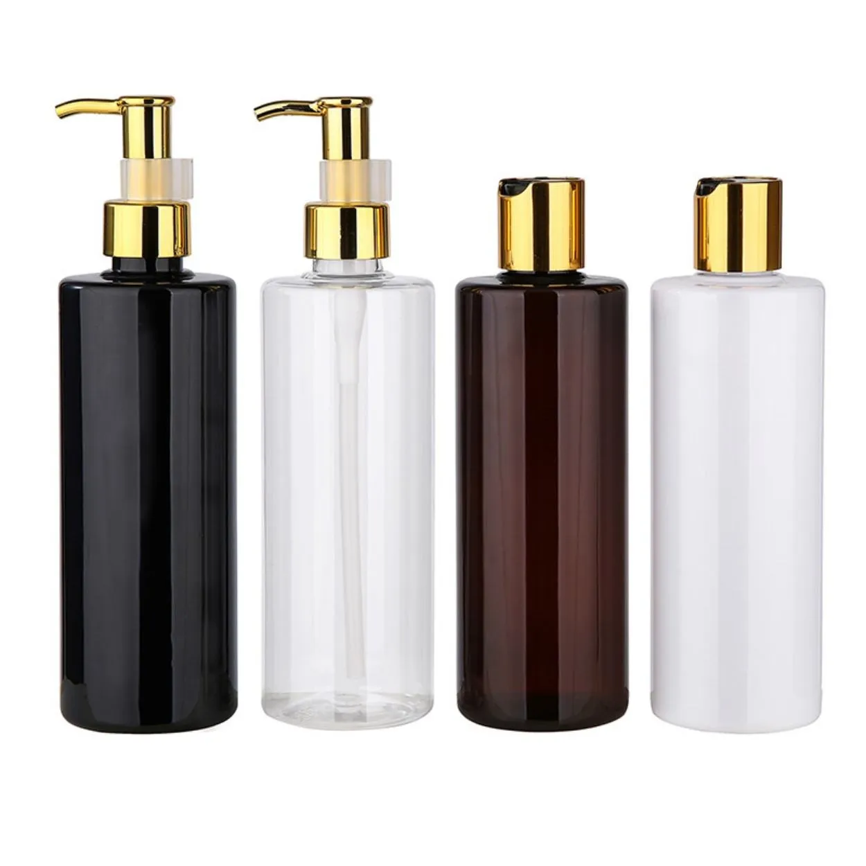 Plastic Gold Disc Cap Press Pump Shampoo Bottles 150/250/300ml