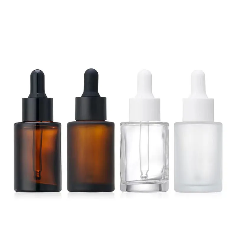 H6431c55eca044a9988b92197cb1 Frasco de vidrio para suero con gotero, blanco esmerilado y hombro plano, de 10 ml, 30 ml, 50 ml, 60 ml, 80 ml y 100 ml