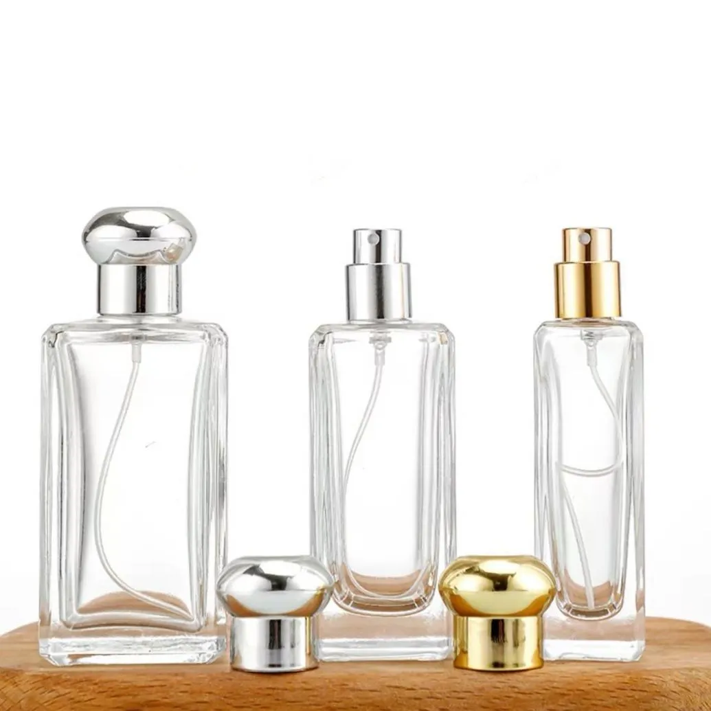 Frasco de perfume de lujo, vacío, transparente, con pulverizador a presión, de 30 ml, 50 ml y 100 ml