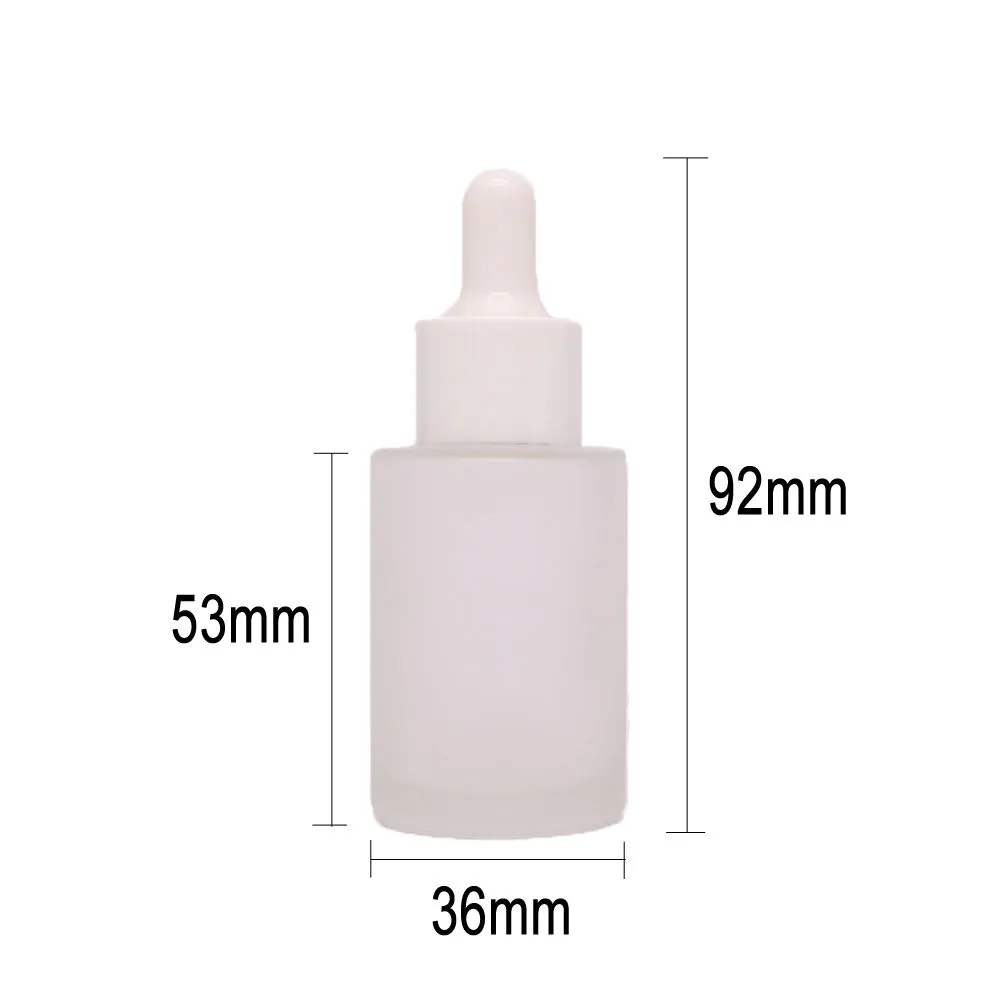 H7b31fa3dcbea41d6996695555a2 Frasco de vidrio para suero con gotero, blanco esmerilado y hombro plano, de 10 ml, 30 ml, 50 ml, 60 ml, 80 ml y 100 ml