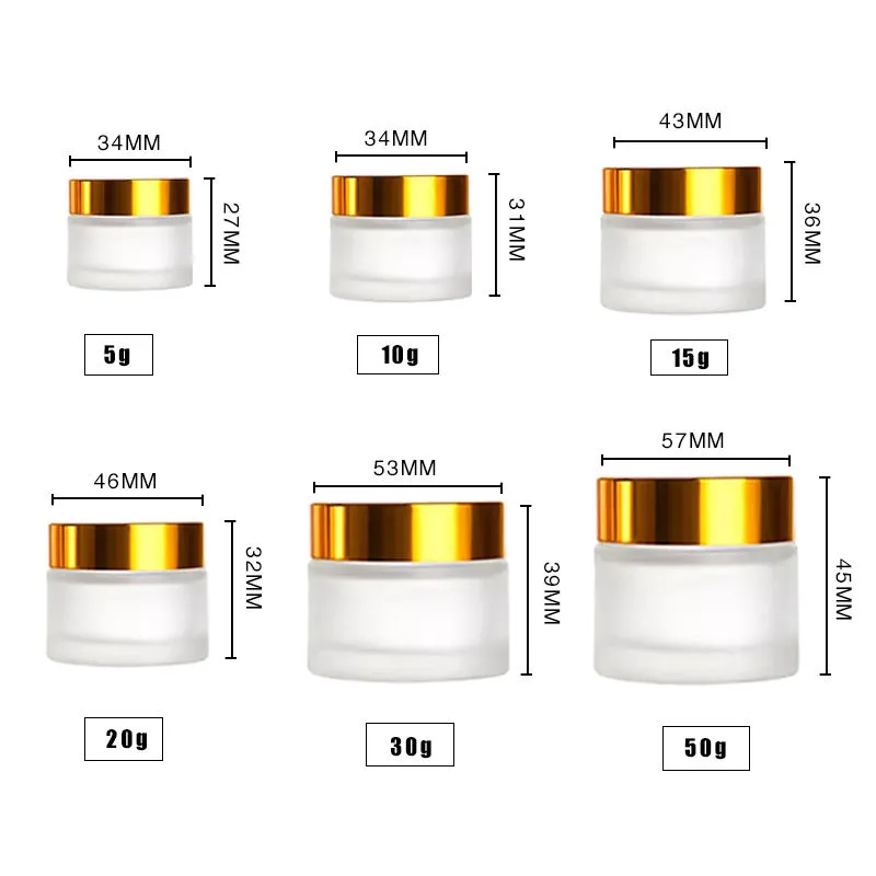 H819f61c6c409412785a13395d32 High Quality Empty Brown Frosted Glass Face Cream Jar 30g 50g With Gold Cap