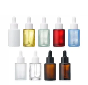 Frasco de vidrio para suero con gotero, blanco esmerilado y hombro plano, de 10 ml, 30 ml, 50 ml, 60 ml, 80 ml y 100 ml