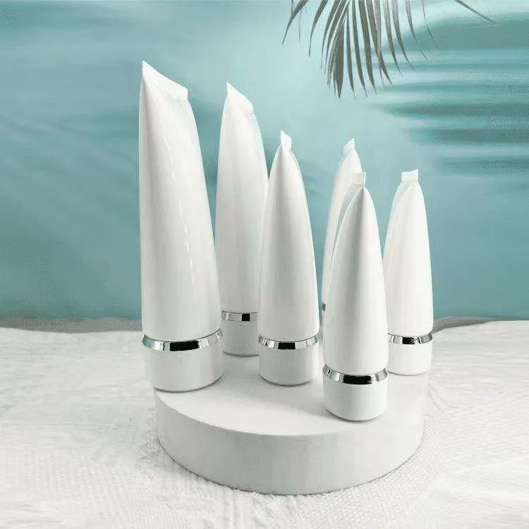 Custom white empty plastic squeeze tubes for eye cream and hand cream