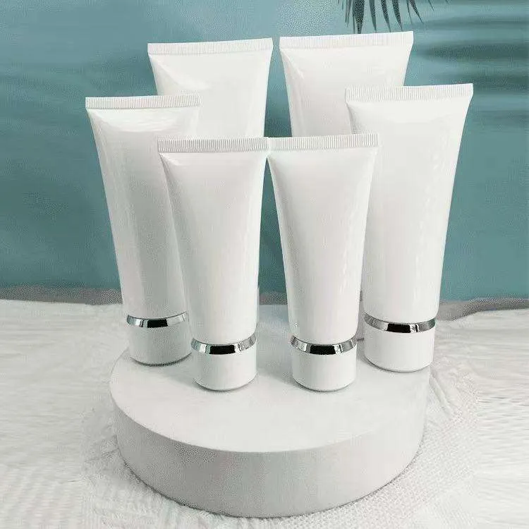 Custom white empty plastic squeeze tubes for eye cream and hand cream