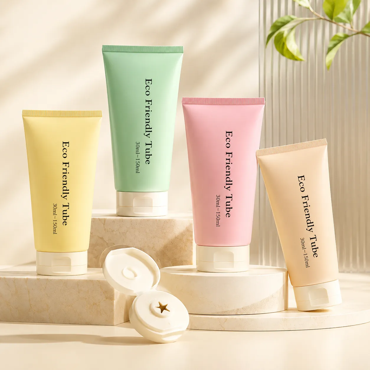 Custom Eco Friendly PCR PE Empty Cosmetic Tube with Slim Flip-top Cap 50/100ml