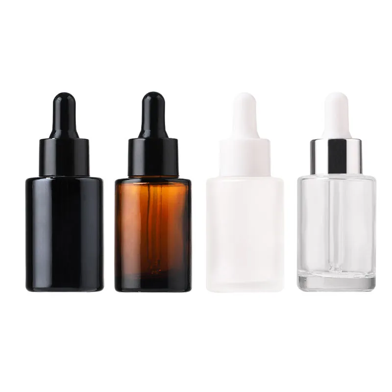 Frascos cuentagotas de vidrio personalizados con hombro plano, de 10 ml a 30 ml
