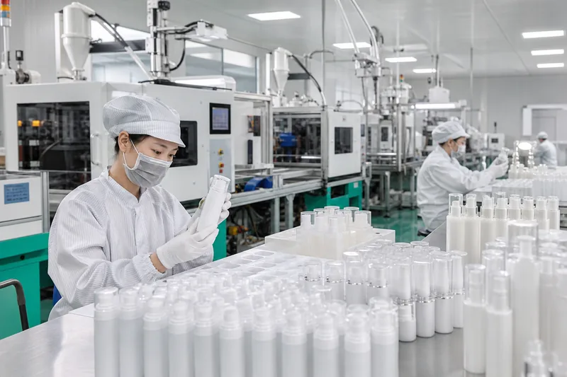 Produktions- und Montagelinie eines Herstellers von Airless-Pumpflaschen in China