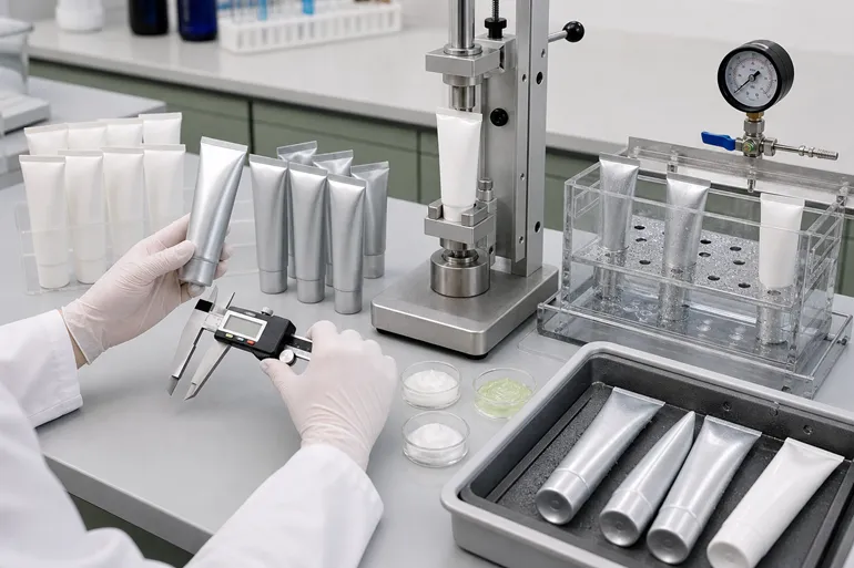 cosmetic tube seam shoulder and end seal quality inspection