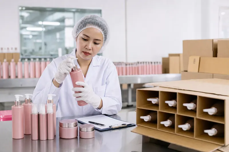 Inspección de calidad previa al embarque de envases de cosméticos en China