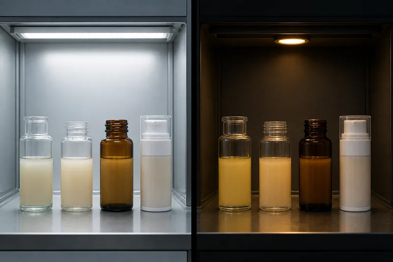 ¿Por qué se decoloran las fórmulas cosméticas en el frasco?